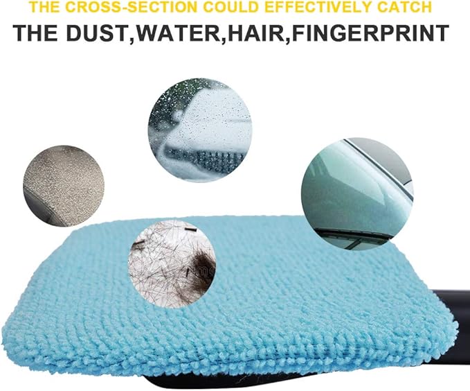 Car Care Microfiber Cloths for Windshield Cleaning Tool, Windshield Cleanner Wand Replaceable Glass Cleaning Bonnets, Interior Auto Window Cleaner Washing Pads, Fit 5”, Blue, 5 Pack