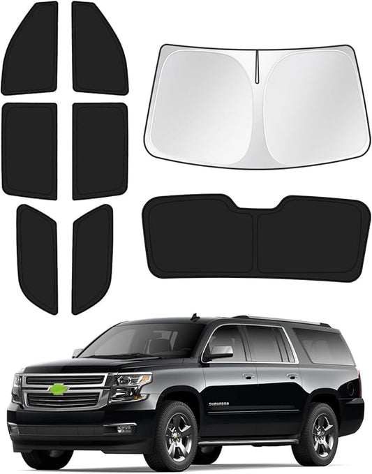 Canvcle Sunshades for 2021-2025 2026 GMC Yukon XL/Chevy Suburban Accessories Windshield Sun Shade Side Rear Window Shade Cover Sun Visor Shield Privacy Protection Keep Vehicle Cool Black 8PCS