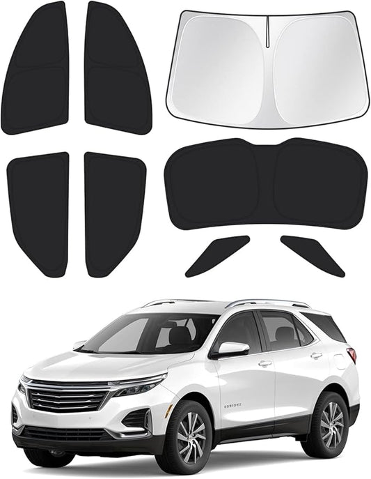 Canvcle Sunshades for 2018-2024 Chevrolet/Chevy Equinox Accessories Windshield Sunshade Side Rear Windows Sun Visor Privacy Protection Keep Vehicle Cool Black 8PCS