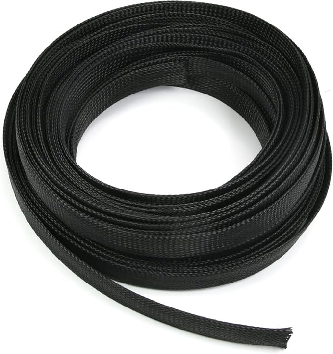Aicosineg Cable Sleeve Braided Sleeving PET Wire Loom Tubing Cable 32.81ft-5/8inch Wrap Protector for HiFi Audio and Video Headphone Cable Protect Wires from Chewing of Pets Black