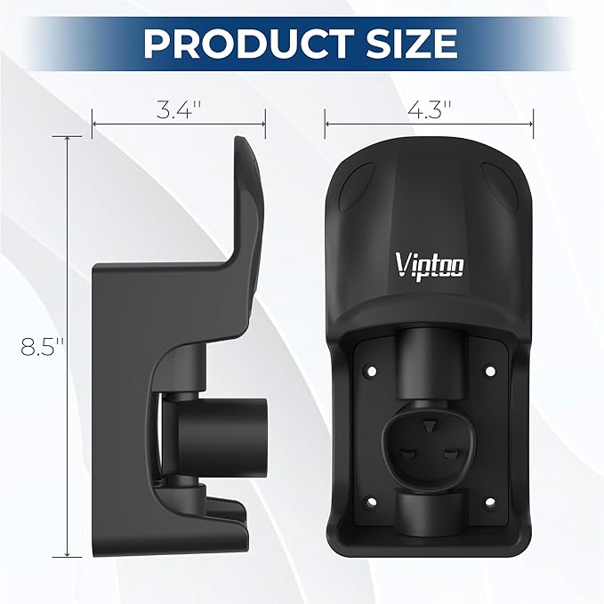 VIPTOO Tesla Charger Wall Mount Holder, Charging Cable Organizer with 180° Rotation for Model 3/Y/S/X, Unique Sports Car Design