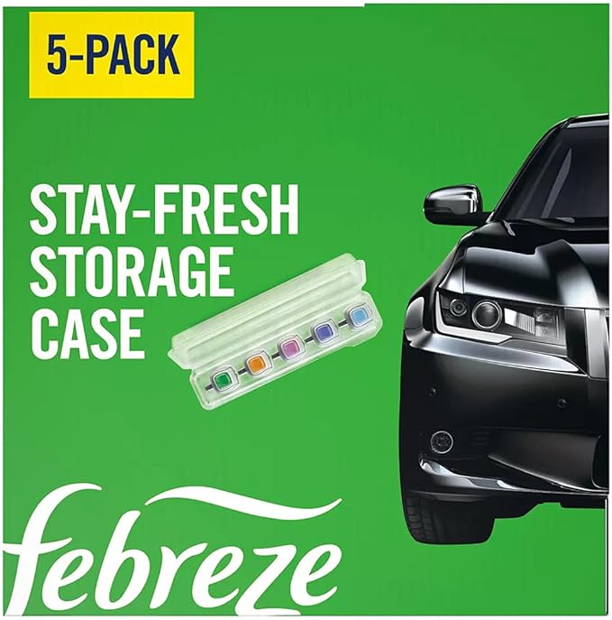 Febreze Car Air Freshener, Set of 5 Clips, Linen & Sky - up to 150 Days