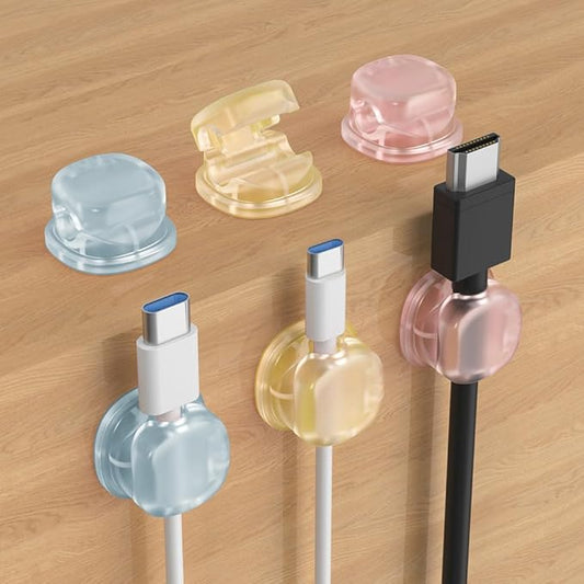 Magnetic Cable Organizer, 2026 New Cord Organizer Holder Clips Strong Adhesive Cable Cord Keeper [Smooth Adjustable] Hide Wire Cord Organizer for Nightstand Kitchen Car Office (Colorful 6PCS)