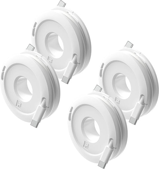Side Winder Mini and Max Headphone, Earbud and Charging Cable Winder and Organizer Perfect for Wrapping Earbuds and Cords for Travel and Organization 4-Pack (White, Max)