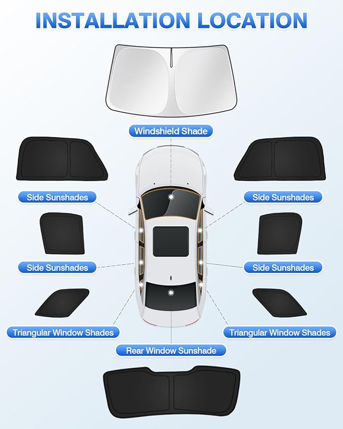 Canvcle Sunshades for Ford Explorer 2011-2019 Accessories Windshield Sun Shade Side Rear Window Shade Cover Sun Visor Shield Privacy Protection Keep Vehicle Cool Black 8PCS