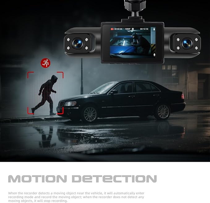 Dash Cam Front and Rear, 1080P Dash Camera for Cars, 4 Channel Car Camera Front Rear and Inside with Loop Recording, Night Vision, HDR, 24Hr Parking, G-Sensor, Night Vision