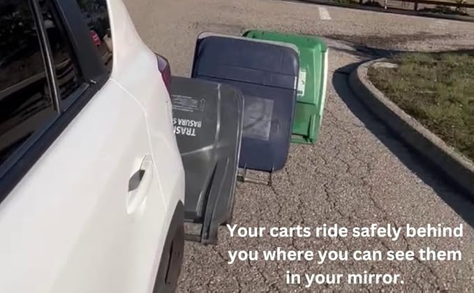 Trash Can Hauler | Garbage Can Hauling Towing Straps | No Hitch Required | Vehicle to Cart Strap | Works with Any Vehicle | Trash Can Transporter & Cart Attaches to Cars, ATV, Lawn Mower