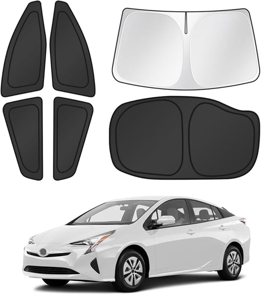 Canvcle Window Shades for 2016-2022 Toyota Prius Hatchback Accessories Windshield Sun Shade Side Rear Window Cover Sunshade Sun Visor Shield Privacy Protection for Camping Keep Vehicle Cool Black 6PCS