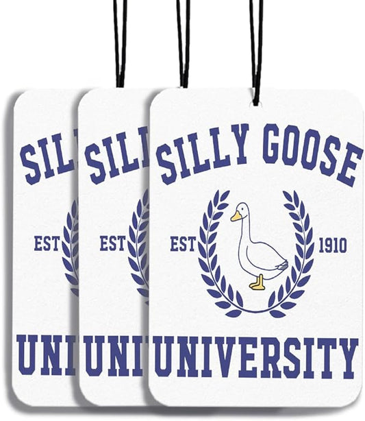 Silly Goose Funny Car Air Fresheners Hanging Funny Duck Car Interior Accessories 3Pcs, Vintage Goose University EST1910 Fun Cars Rear View Mirror Decor Funny Gifts for Women Men(Real)