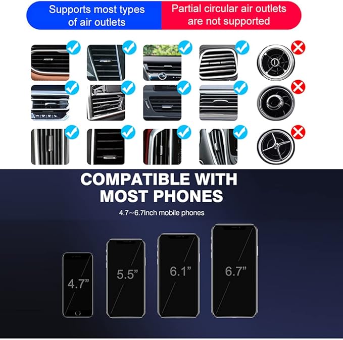 Q3 Smart Sensor Car Phone Wireless Charger,15W Qi Fast Charging Auto-Clamping Car Holder, Air Vent Phone Holder，for iPhone17/16/15/14/13/12series,and All Qi Enable Android Cellphone (Q3-Black)