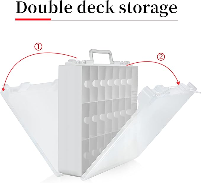 FULLCASE Toys Organizer Storage Compatible with Hot Wheels Car, Container for Matchbox Cars, Mini Toy, Small Dolls, Double Sided Carrying Box for Hotwheels - 48 Compartments (Case Only) White