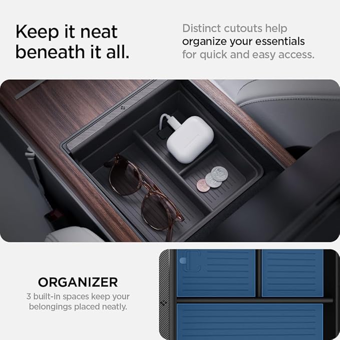 Spigen Console Organizer Tray for Tesla Model X & S 2026/2025/2024/2023/2022