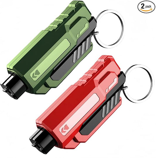 Window Breaker and Seatbelt Cutter Keychain,2 in 1 Car Safety Hammer Glass Break Under Water,Emergency Window Punch Escape Tool for Vehicle (2, greenred)