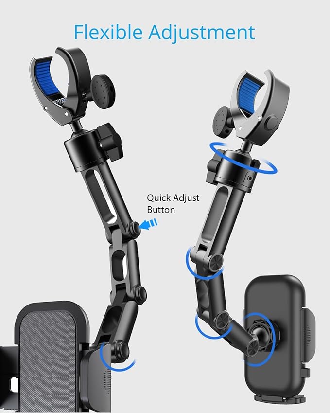 Upgraded Phone Holder for Your Car, Rear View Mirror Phone Holder - Aluminum Alloy Mount Multi-Angle Adjustment Rotatable and Retractable Compatible with 4-7 Inch iPhone and Android Phones (Black)