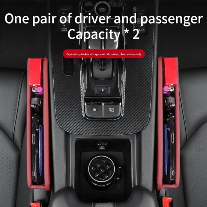 Car Seat Gap Storage Organizer for MINI Countryman One/Cooper/Cooper S Seat Side Gap Filler Leak Proof Storage Organizer Leather Console Side Pocket Storage Box,Brown