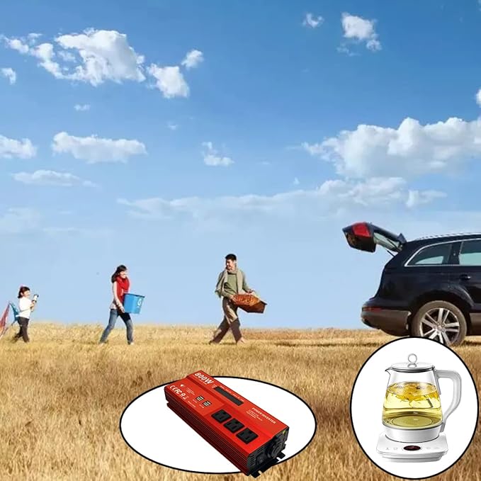 800W Peak 1600W Power inverters for Vehicles,Peak 1600 watt, Car 12V DC to 110V AC Converter 4x2.4A USB Ports Car Charger with 1 Cigarette Lighter Ports,LCD Digital Display
