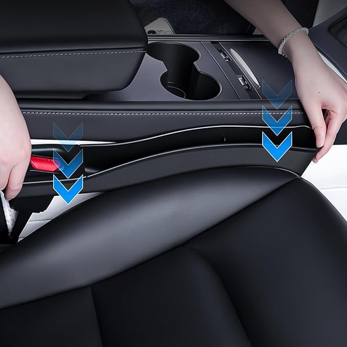 Car Gap Seat Filler Compatible with Tesla Model Y & Model 3 (MY/3) Car Side Seat Gap Filler Organizer 2PCS (Black)