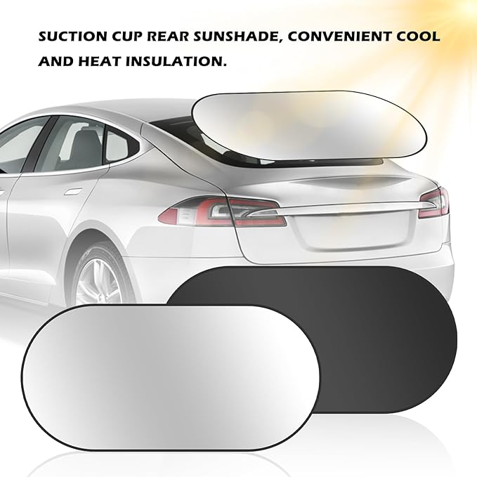 Back Window Sun Shades for Car,210T Titanium Silver Rear Window Sun Shade with Suction Cup Keeps Cars Interior Cool,39.37 * 19.76" Universal Sunshade for Car Windshield Rear