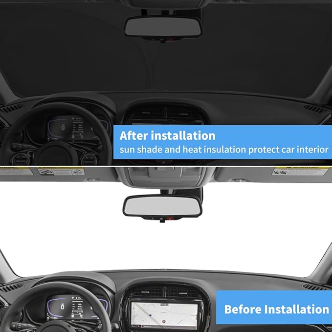Custom Fit Kia Soul Sun Shade Windshield Sunshade Window Cover, Front Window Shade Sun Visor for Kia Soul 2010-2026, 4 Layers UV Protector Foldable Car Accessories Shield Shade