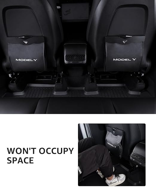 Motrobe Tesla Model Y Juniper Trash Can 2020-2026 Garbage Bag 1PCS Garbage Bin [Strong Magnetic Buckle] Waterproof with LED Light Faux Leather Model Y Interior Accessories 2.5 Gallons