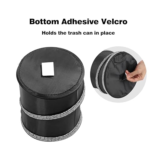eing Car Trash Can, Portable Garbage Bin with Bling Diamonds, Collapsible Pop-up Water Proof Bag, Waste Basket Bin, Rubbish Bin (1 Pack, White)