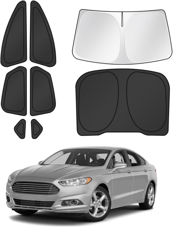 Canvcle Window Shades for 2013-2021 Ford Fusion Accessories Windshield Sun Shade Side Rear Window Covers Sunshade Sun Visor Shield Privacy Protection for Camping Keep Vehicle Cool Black 8PCS