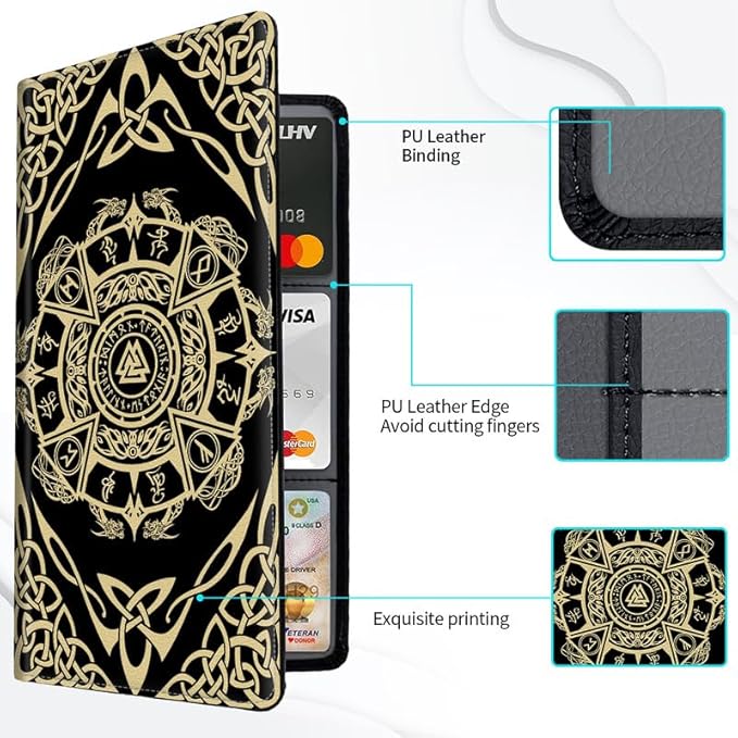 Car Registration and Insurance Card Holder, Vehicle License Documents Glove Box Compartment Organizer Wallet, ID Card Holder for Car Essentials Automobile, Nordic Viking