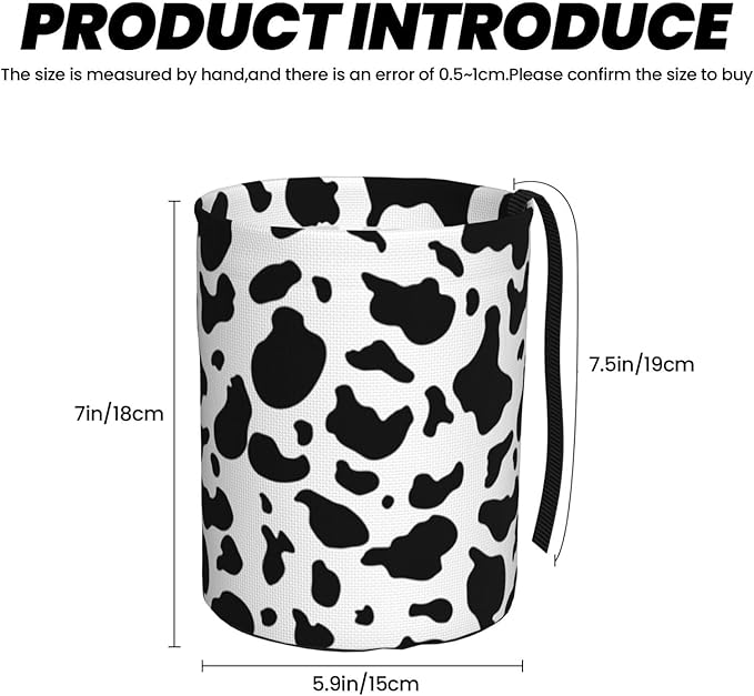 Car Trash Can Milkcow Print Pattern Multipurpose Collapsible Leakproof Trash Bin Car Accessories for Car Automotive Truck SUV