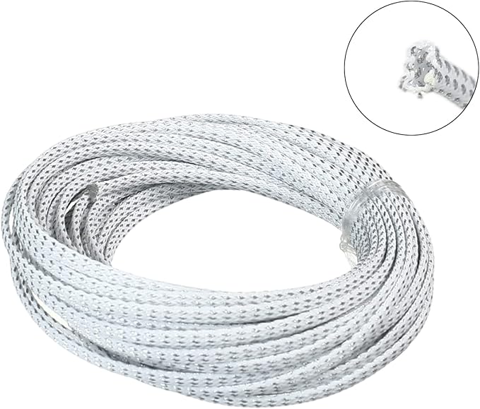 Aicosineg Cable Sleeve Braided Sleeving PET Wire Loom Tubing Cable 32.81ft-1/6inches Wrap Protector for HiFi Audio and Video Headphone Cable Protect Wires from Chewing of Pets Silver