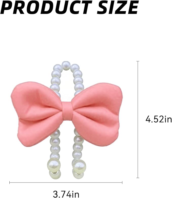 2 PCS Elegant Pearl Car Seat Headrest Hook, Cute Car Seat Hook Hanger Storage Organizer for Handbag Purse, Interior Decoration Headrest Hanger for Women (2PCS Pink Bow)