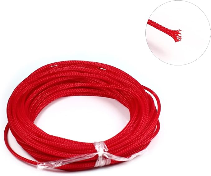 Aicosineg Cable Sleeve Braided Sleeving PET Wire Loom Tubing Cable 32.81ft-1/8inch Wrap Protector for HiFi Audio and Video Headphone Cable Protect Wires from Chewing of Pets Red
