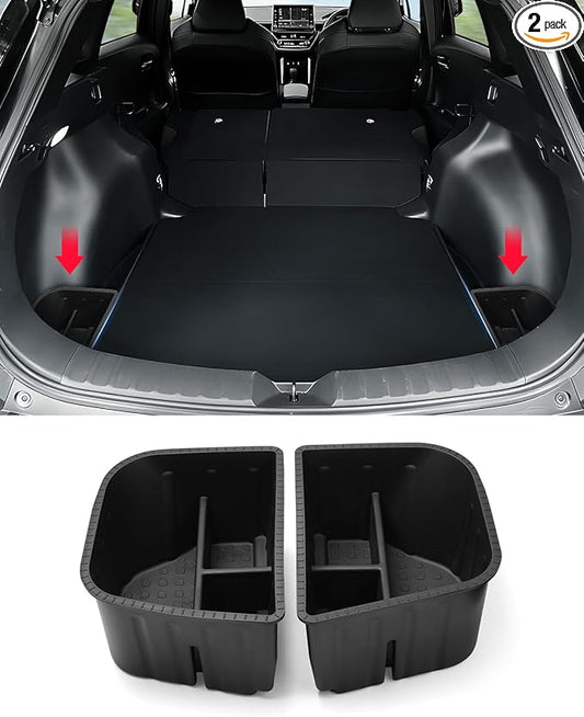 Karltys Trunk Organizer Compatible with Toyota Corolla Cross 2022-2025 2026, 2 Pcs Car Organizer Waterproof Trunk Storage Bin Box, Rear Organizer Side Pockets Accessories(Only for AWD, Not for Hybrid)