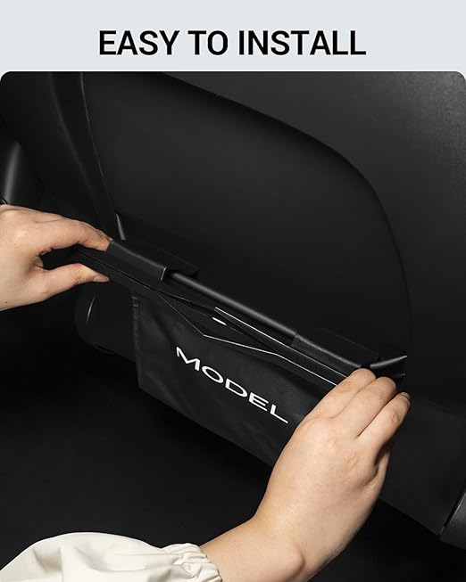 Motrobe Tesla Model Y Juniper Trash Can 2020-2026 Garbage Bag 1PCS Garbage Bin [Strong Magnetic Buckle] Waterproof with LED Light Faux Leather Model Y Interior Accessories 2.5 Gallons