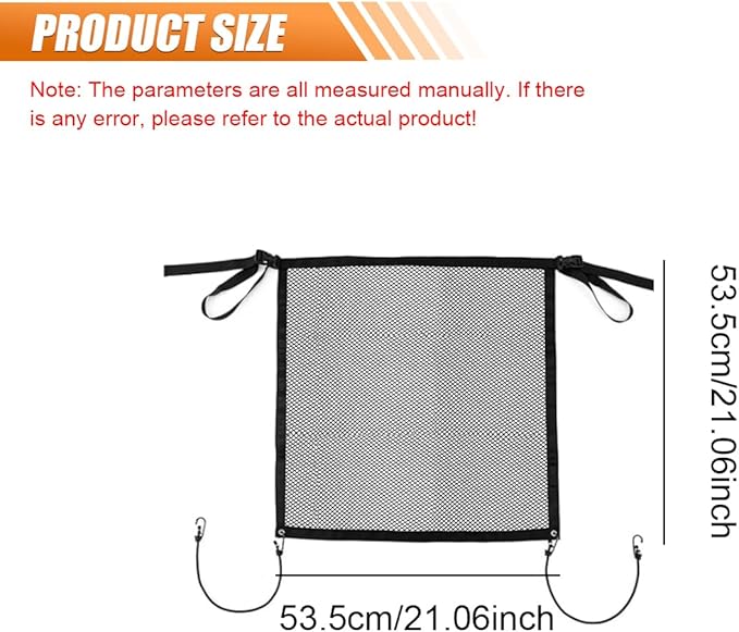YoRise Car Dog Barrier Net, Multifunctional Automotive Pet Protection Net Barrier with Adjusting Rope & Hook, Universal Vehicle Backseat Mesh Safety Divider for Car, SUV, Pickup(S)
