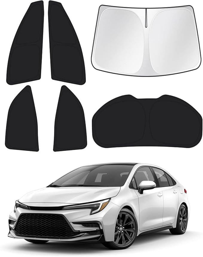 Canvcle Window Shades for 2020-2025 2026 Toyota Corolla Hatchback Accessories Windshield Sun Shade Side Rear Window Covers Sunshade Sun Shield Privacy Protection for Camping Black 6PCS(NOT for Sedan)
