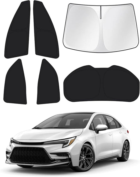 Canvcle Window Shades for 2020-2025 2026 Toyota Corolla Hatchback Accessories Windshield Sun Shade Side Rear Window Covers Sunshade Sun Shield Privacy Protection for Camping Black 6PCS(NOT for Sedan)