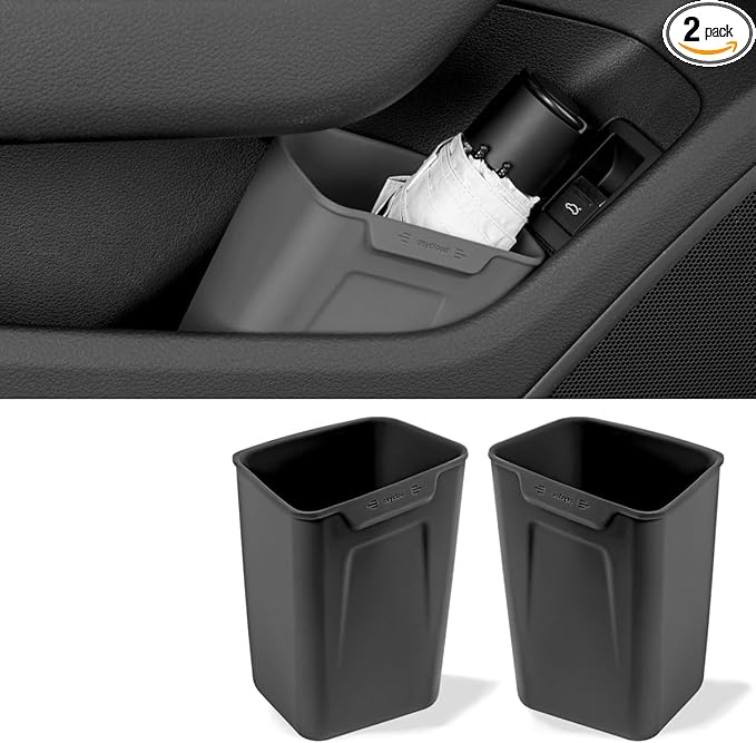 XmuxHai Car Interior Storage Box, Black Silicone Door Side Organizer with Umbrella Holder and Trash Can, Vehicle Accessory (Black)