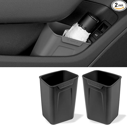 XmuxHai Car Interior Storage Box, Black Silicone Door Side Organizer with Umbrella Holder and Trash Can, Vehicle Accessory (Black)