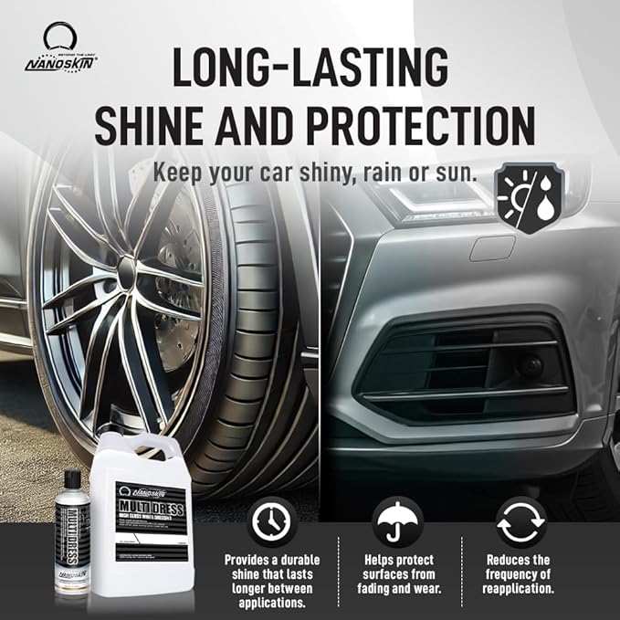 Nanoskin MULTI DRESS All Purpose Dressing 1 Gallon - Interior & Exterior Dressing for Car Detailing Works on Tire, Vinyl, Rubber, Plastic & Trim Safe for Cars, Trucks, Motorcycles, RVs & More