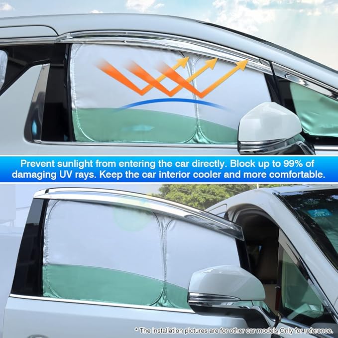 T TGBROS Custom Fit for Car Sunshade 1996-2021 GMC Savana Van,Passenger,Cargo Van Side Window Front Seat Sun Shade Sun Shield Blocks UV Rays Keeps Your Vehicle Cool 2pcs