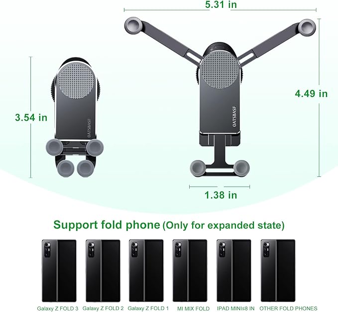 Z Fold 5 Car Mount, [Without CASE] Aluminum Universal Vent Z Fold 6 Acessories for Galaxy Z Fold 7 6 5 4 3 2 S25 Ultra Pixel 9 Pro Fold iPhone 16 15