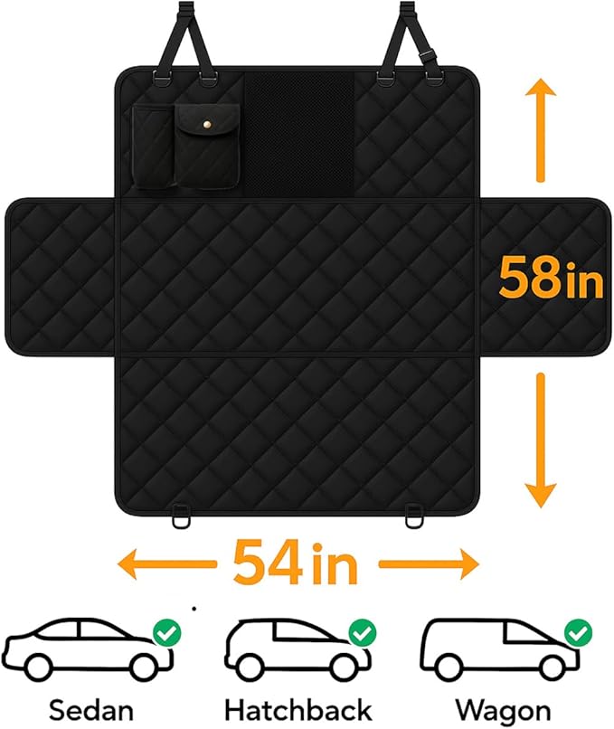 fidozen Dog Car Seat Cover for Back Seat with Visual Mesh Window - 100% Waterproof & Scratchproof 600D Oxford Dog Hammock for Car, Truck, SUV - Non-Slip Pet Seat Cover with Side Flaps, Universal Fit