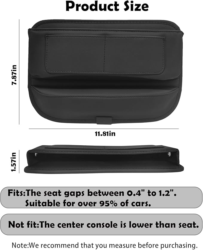 2 packs,Car Leather Seat Gap Filler Organizer and Front Seat Organizer,Center Console Organizer with Card Slots for Car Suv Truck,Fill The Gap Between Seat and Console,Store Phone,Credit Cards,Keys