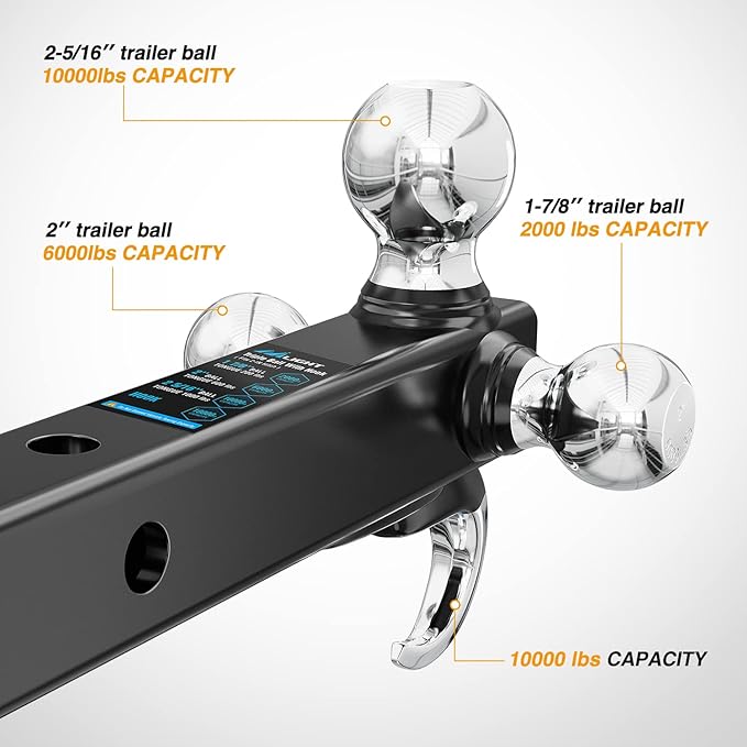Nilight Shackle Hitch Receiver 2Inch 45000 LBs Breaking Strength 3/4" D Ring w/Trailer Pin Heavy Duty Solid Recovery Towing Kit for Trucks Jeeps Off Road