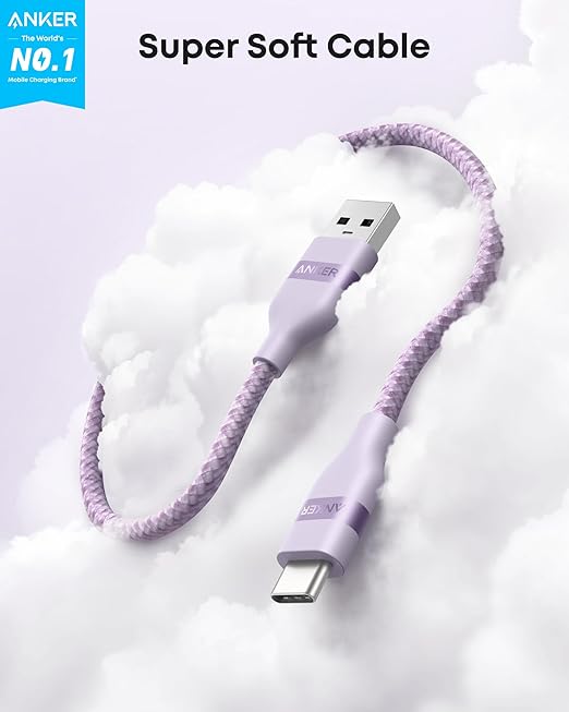 Anker Car Carplay Cable for iPhone 17 16 Pro Max Plus, Upcycled Braided USB A to USB C Car Charger Cord for Samsung Note20 and More (6FT,Violet) (Pack of 2)