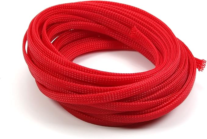Aicosineg Cable Sleeve Braided Sleeving PET Wire Loom Tubing Cable 32.81ft-1/4inch Wrap Protector for HiFi Audio and Video Headphone Cable Protect Wires from Chewing of Pets Red