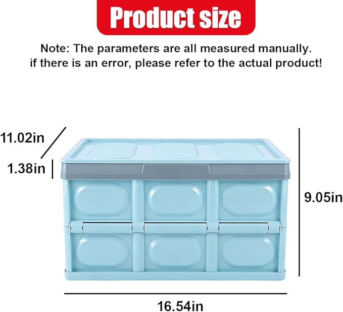 YoRise Car Trunk Organizer, Plastic Waterproof Foldable Car Cargo Storage Box with Lid, Universal Portable Automotive Tool Container Accessories for SUV Truck Sedan (Blue)