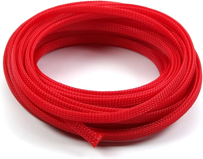 Aicosineg Cable Sleeve Braided Sleeving PET Wire Loom Tubing Cable 32.81ft-1/4inch Wrap Protector for HiFi Audio and Video Headphone Cable Protect Wires from Chewing of Pets Red