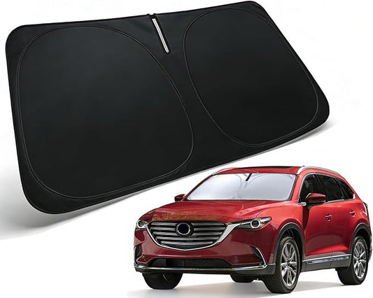 Windshield Sun Shade for Mazda CX9 2016-2025 Accessories, Car Front Window Sun Visor & Heat Shield | 240T Sunshade Protection Blocks UV Rays Keep Your Car Cooler