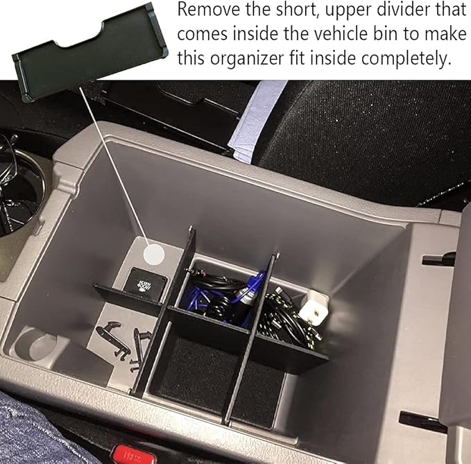 TACOBRO Center Console Organizer Dividers Compatible with 4Runner 2010-2019 2020 2021 2022 2023 2024 Accessories, Armrest Storage Box Compartment Insert ABS Materials, Black